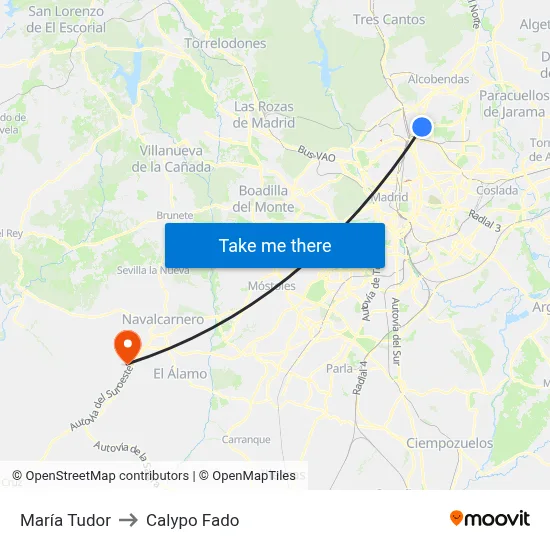 María Tudor to Calypo Fado map