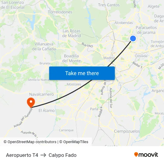 Aeropuerto T4 to Calypo Fado map