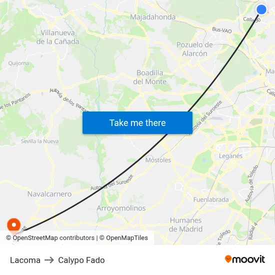 Lacoma to Calypo Fado map