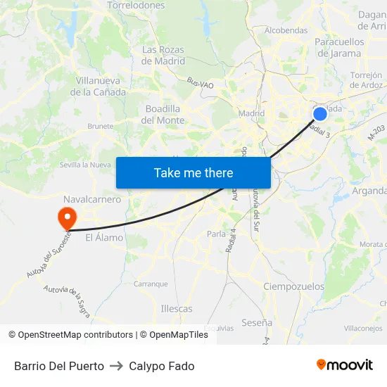 Barrio Del Puerto to Calypo Fado map