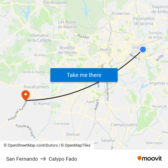 San Fernando to Calypo Fado map