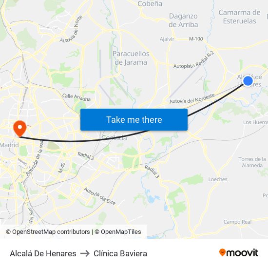 Alcalá De Henares to Clínica Baviera map