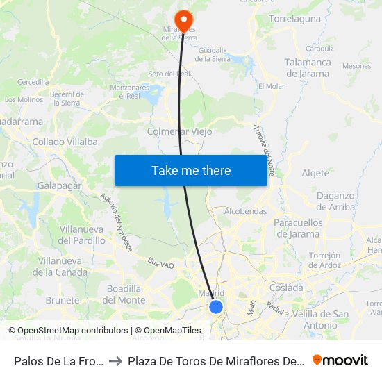 Palos De La Frontera to Plaza De Toros De Miraflores De La Sierra map