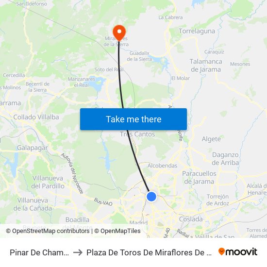 Pinar De Chamartín to Plaza De Toros De Miraflores De La Sierra map
