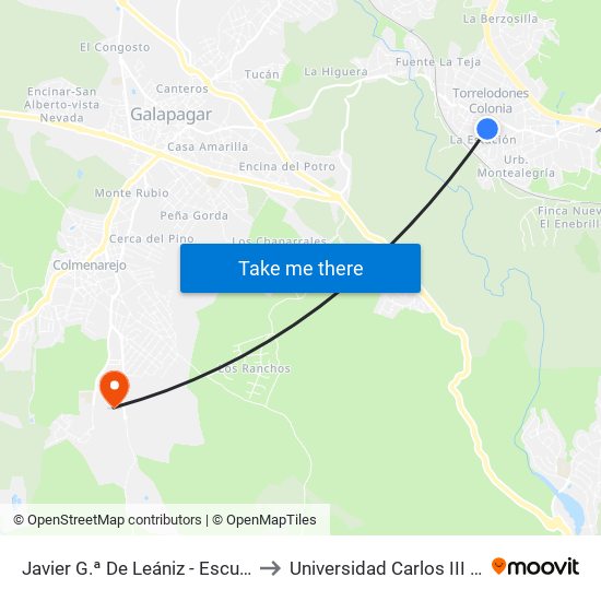 Javier G.ª De Leániz - Escuela De Idiomas to Universidad Carlos III Colmenarejo map