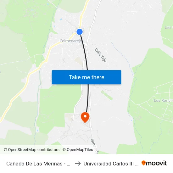 Cañada De Las Merinas - Ctra. Galapagar to Universidad Carlos III Colmenarejo map