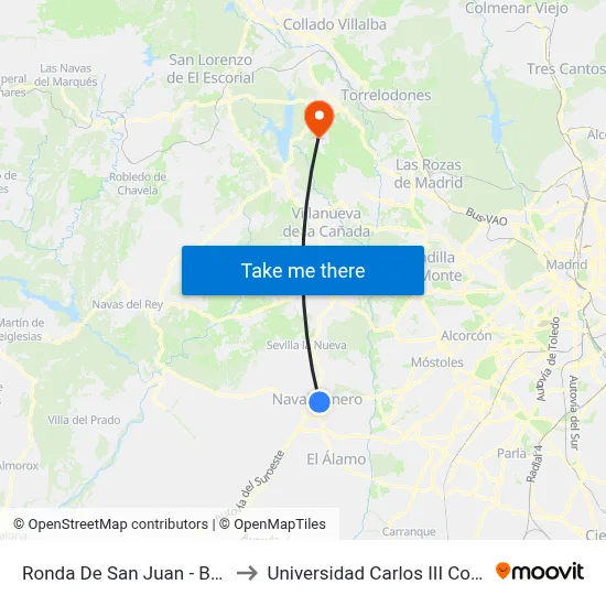 Ronda De San Juan - Buenavista to Universidad Carlos III Colmenarejo map