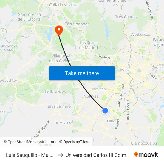 Luis Sauquillo - Mulhacén to Universidad Carlos III Colmenarejo map