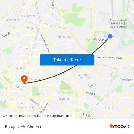 Barajas to Chueca map