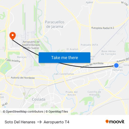 Soto Del Henares to Aeropuerto T4 map