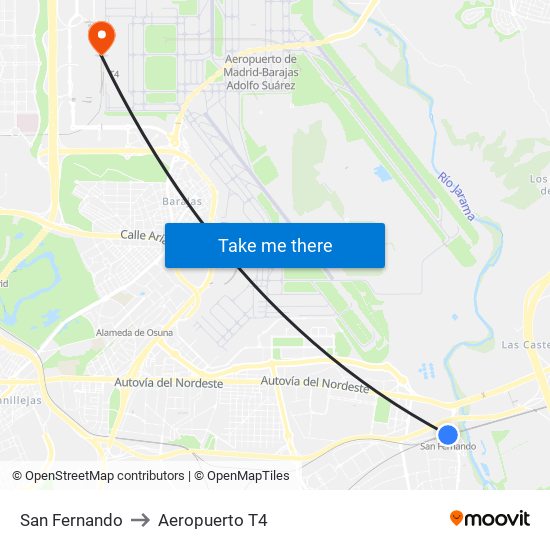 San Fernando to Aeropuerto T4 map