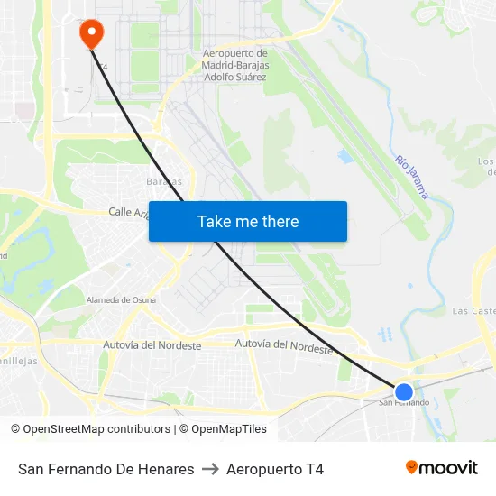 San Fernando De Henares to Aeropuerto T4 map