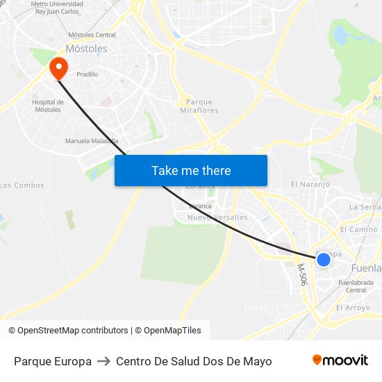 Parque Europa to Centro De Salud Dos De Mayo map