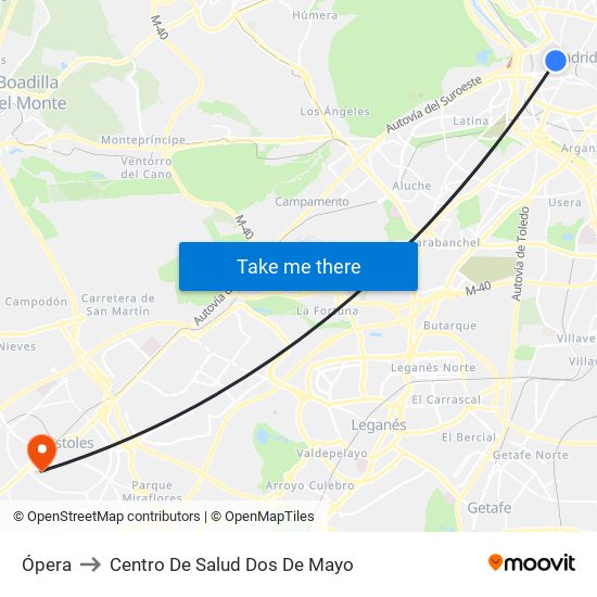 Ópera to Centro De Salud Dos De Mayo map