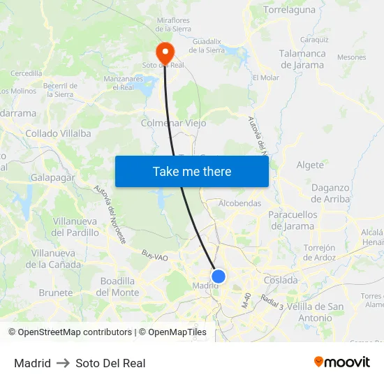 Madrid to Soto Del Real map