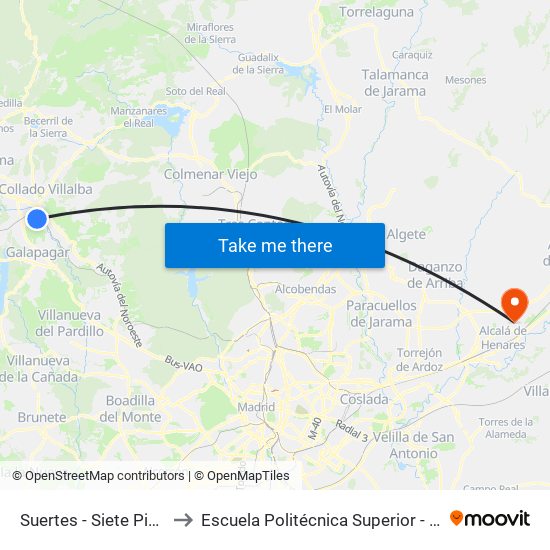 Suertes - Siete Picos to Escuela Politécnica Superior - Uah map