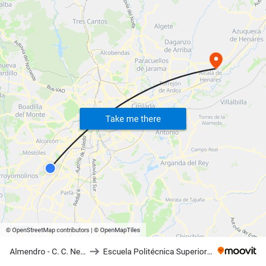 Almendro - C. C. Nexum to Escuela Politécnica Superior - Uah map