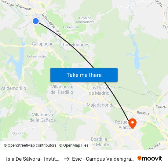 Isla De Sálvora - Instituto to Esic - Campus Valdenigrales map