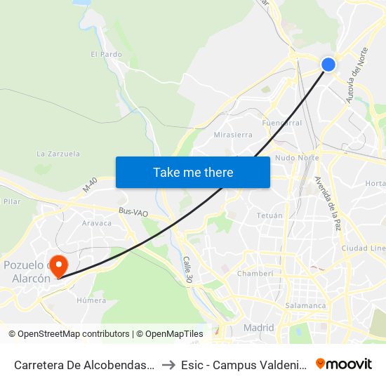 Carretera De Alcobendas - M40 to Esic - Campus Valdenigrales map