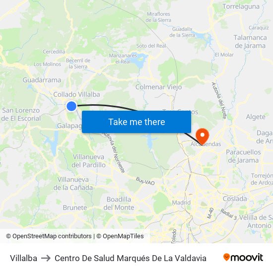 Villalba to Centro De Salud Marqués De La Valdavia map
