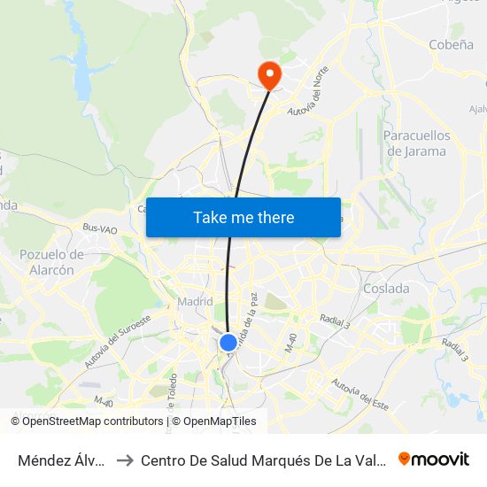 Méndez Álvaro to Centro De Salud Marqués De La Valdavia map