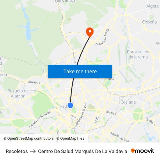 Recoletos to Centro De Salud Marqués De La Valdavia map