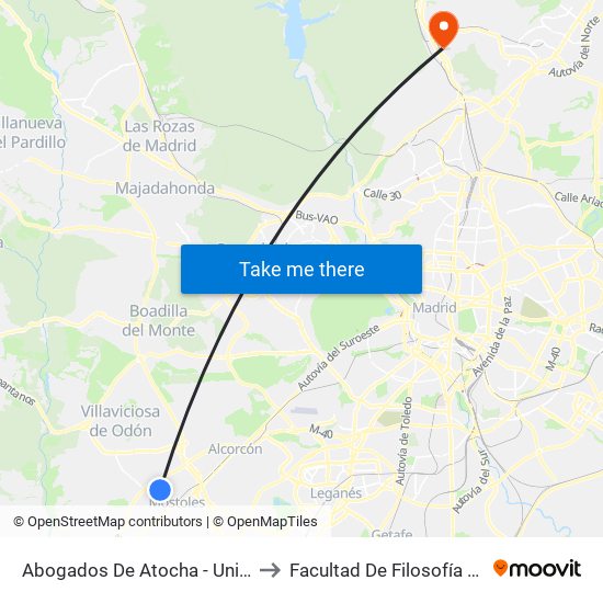 Abogados De Atocha - Universidad to Facultad De Filosofía Y Letras map