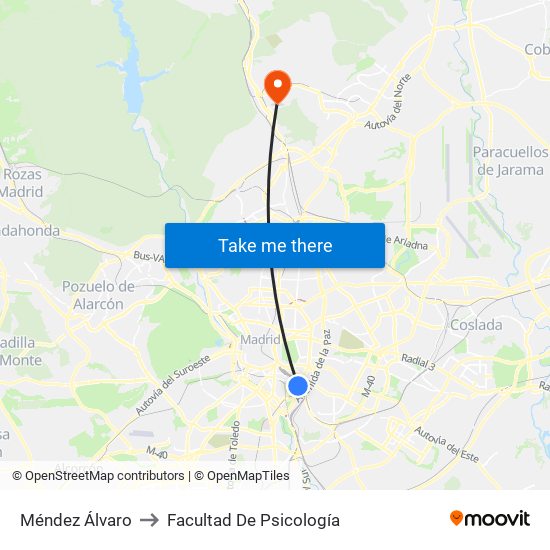 Méndez Álvaro to Facultad De Psicología map
