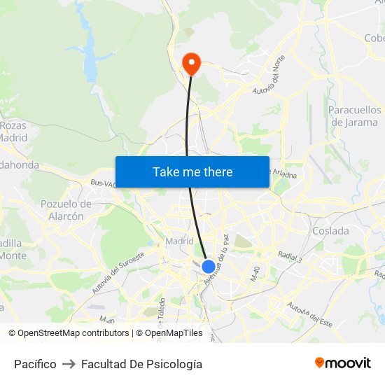 Pacífico to Facultad De Psicología map