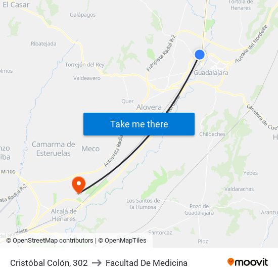 Cristóbal Colón, 302 to Facultad De Medicina map