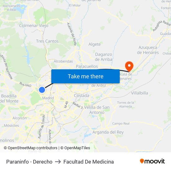 Paraninfo - Derecho to Facultad De Medicina map