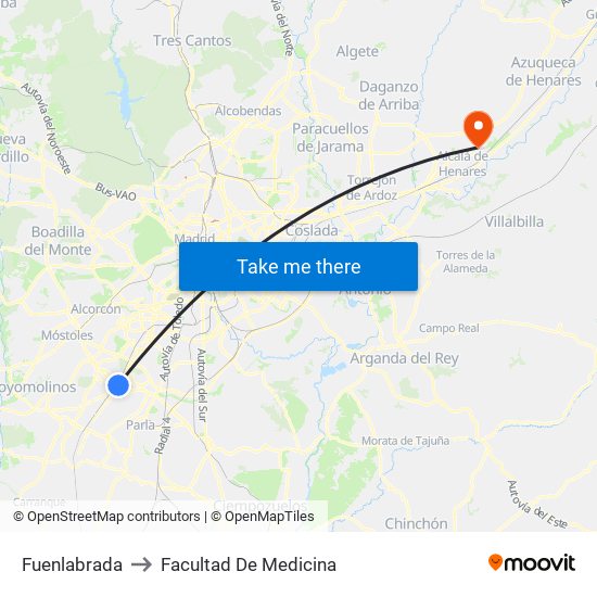 Fuenlabrada to Facultad De Medicina map
