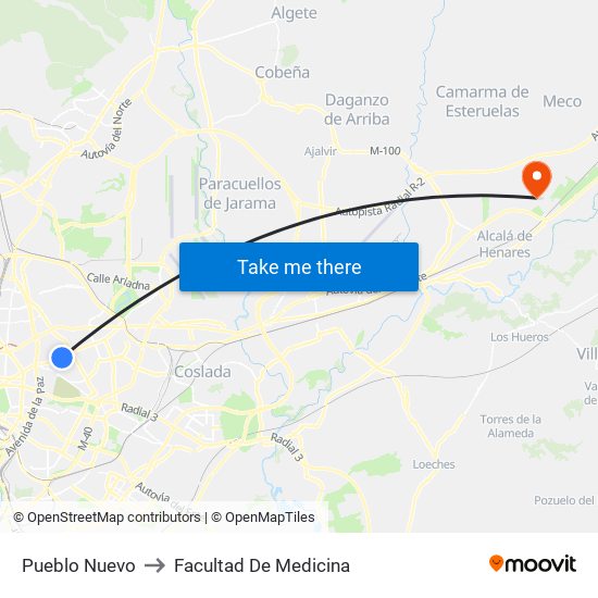 Pueblo Nuevo to Facultad De Medicina map