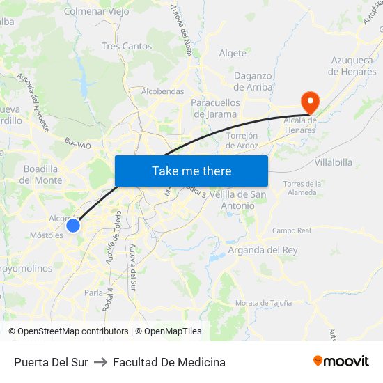 Puerta Del Sur to Facultad De Medicina map