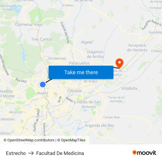Estrecho to Facultad De Medicina map