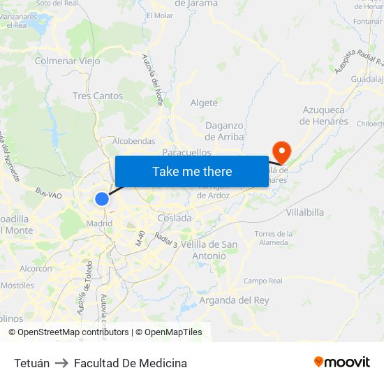 Tetuán to Facultad De Medicina map
