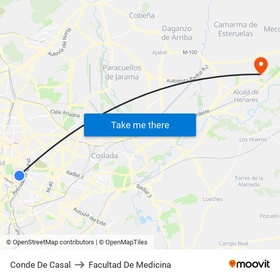 Conde De Casal to Facultad De Medicina map