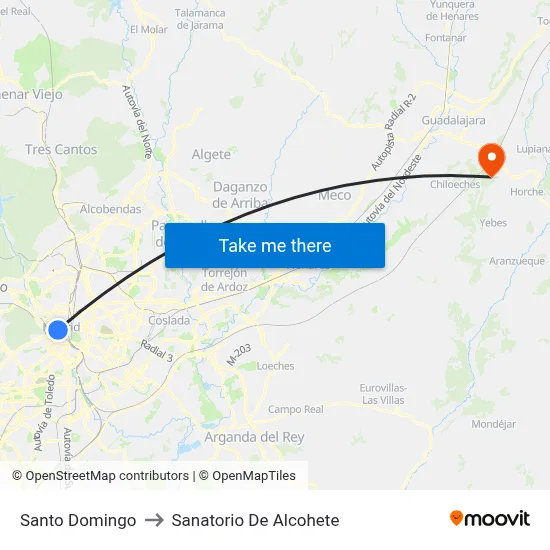 Santo Domingo to Sanatorio De Alcohete map