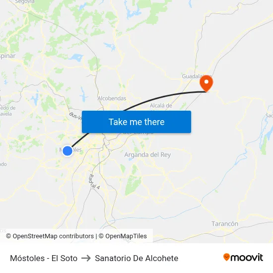 Móstoles - El Soto to Sanatorio De Alcohete map