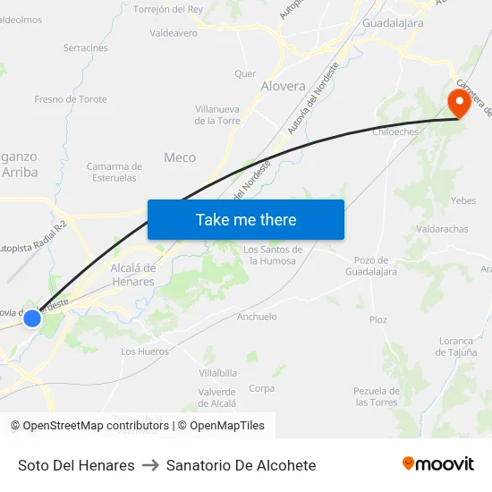 Soto Del Henares to Sanatorio De Alcohete map