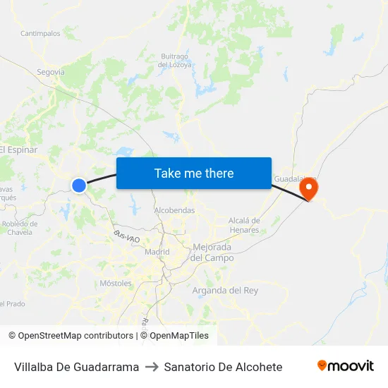 Villalba De Guadarrama to Sanatorio De Alcohete map