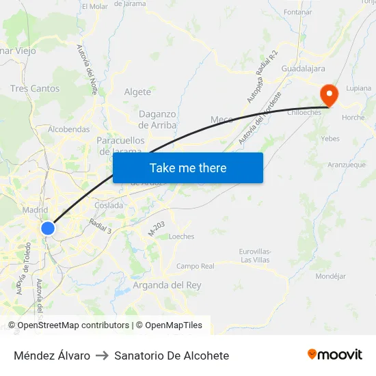 Méndez Álvaro to Sanatorio De Alcohete map