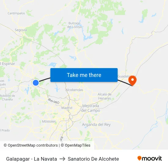 Galapagar - La Navata to Sanatorio De Alcohete map