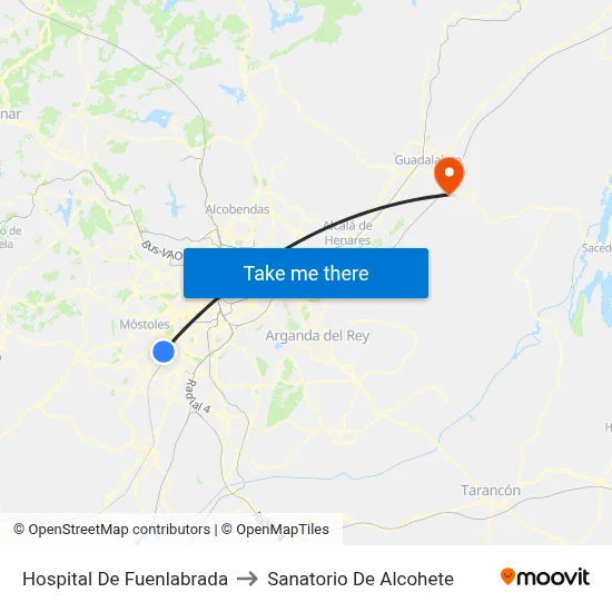 Hospital De Fuenlabrada to Sanatorio De Alcohete map