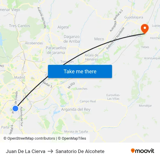 Juan De La Cierva to Sanatorio De Alcohete map