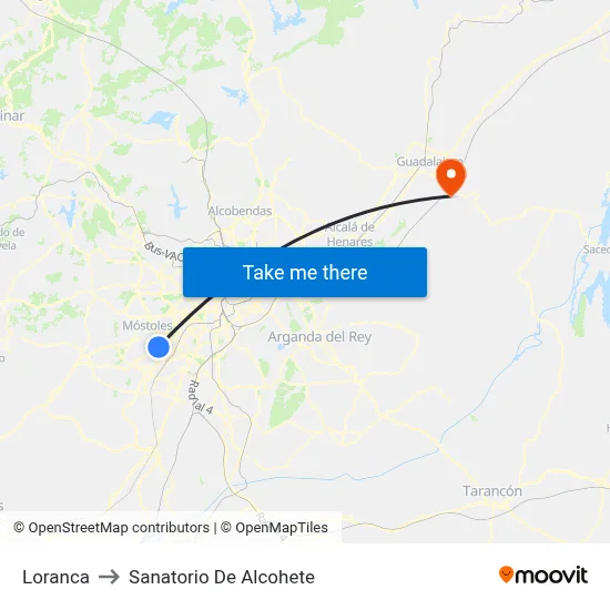 Loranca to Sanatorio De Alcohete map