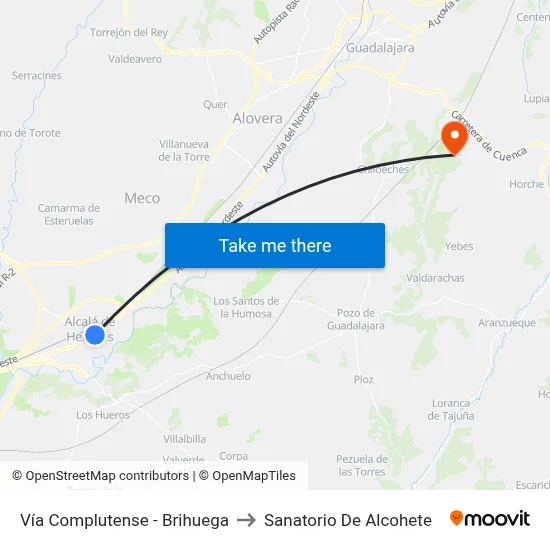 Vía Complutense - Brihuega to Sanatorio De Alcohete map
