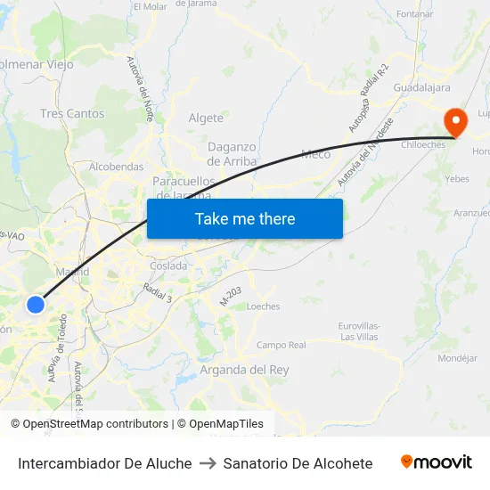 Intercambiador De Aluche to Sanatorio De Alcohete map