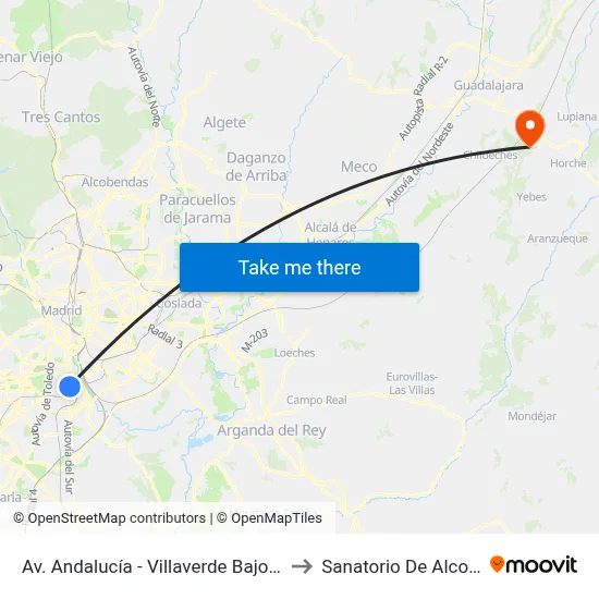 Av. Andalucía - Villaverde Bajo Cruce to Sanatorio De Alcohete map