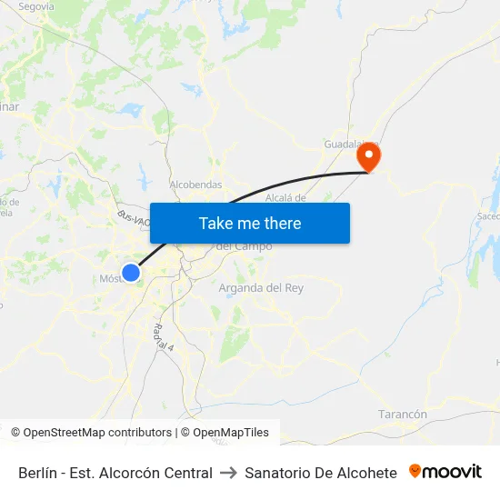 Berlín - Est. Alcorcón Central to Sanatorio De Alcohete map